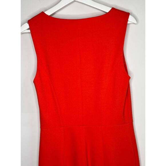 Erin Fetherston Zip Front Fit & Flare Coral Sleeveless V Neck Dress Size 8 - Picture 7 of 8